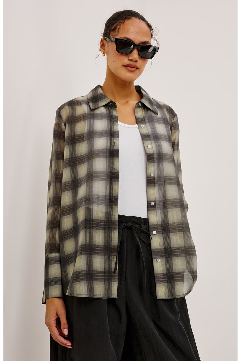 Bishop Plaid Button-Up Shirt, Alternate, color, ONYX TAUPE
