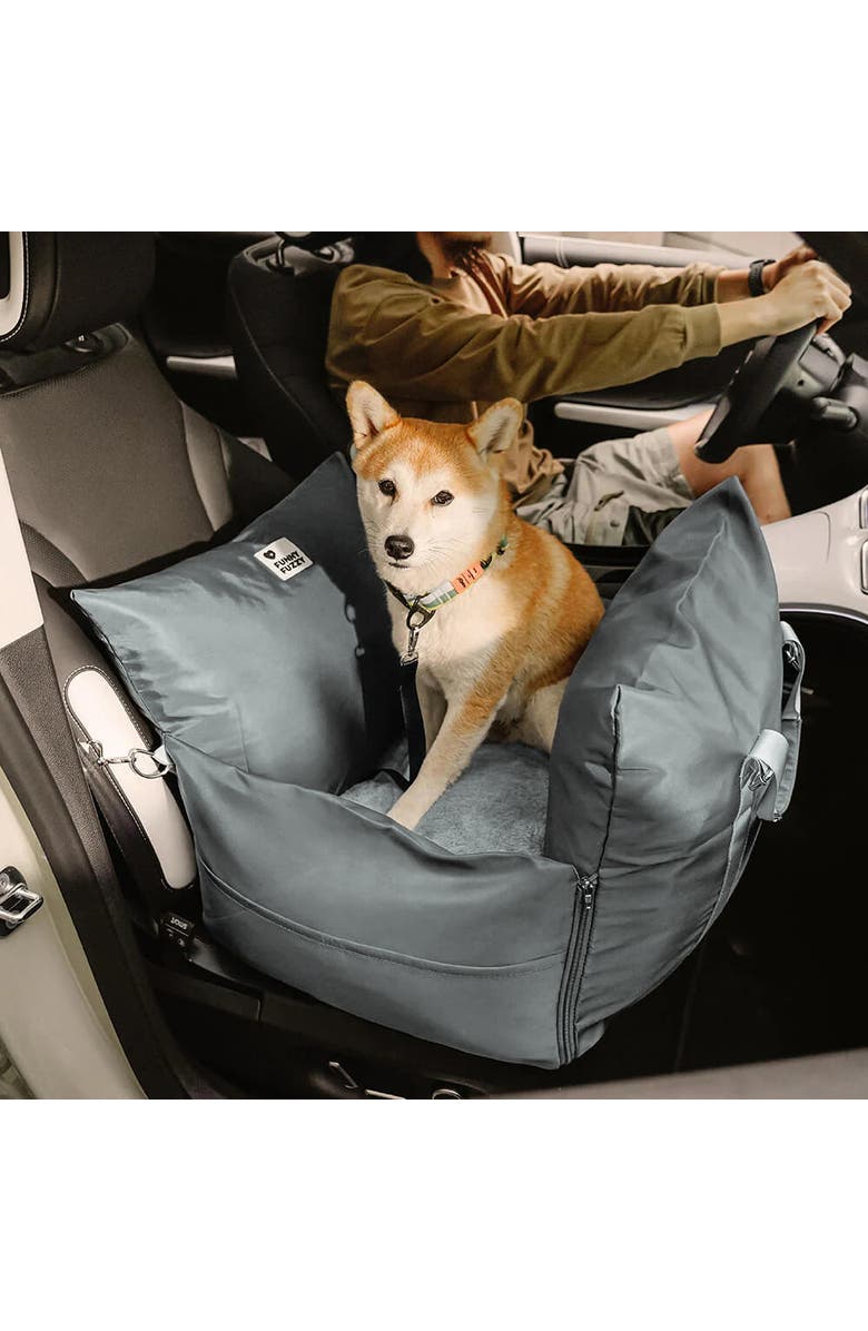 FunnyFuzzy First Class Waterproof Dog Car Seat Bed, Alternate, color, Charcoal Grey