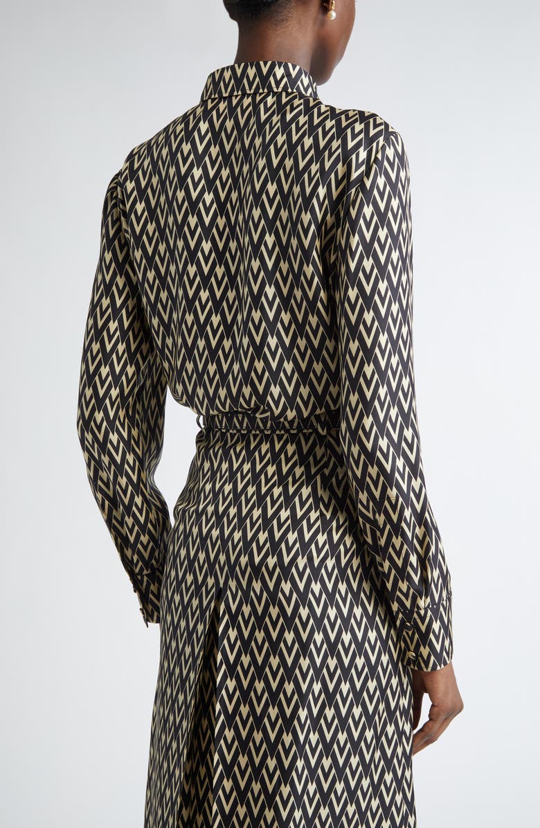 Valentino Garavani Toute la V Silk Twill Button-Up Shirt, Alternate, color, 