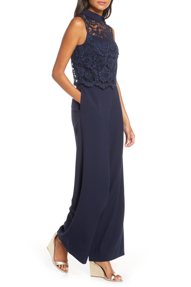 Lace Popover Jumpsuit, Alternate, color, NAVY