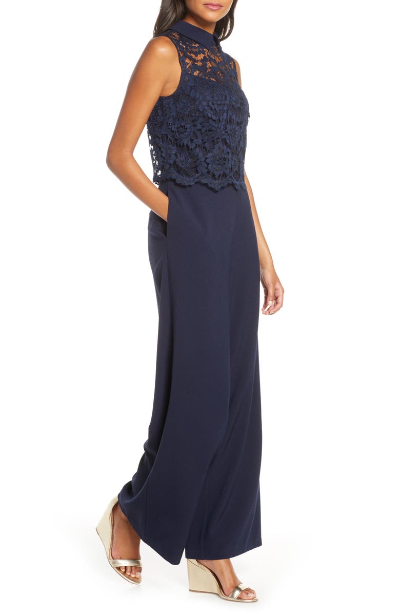 Julia Jordan Lace Popover Jumpsuit, Alternate, color, 