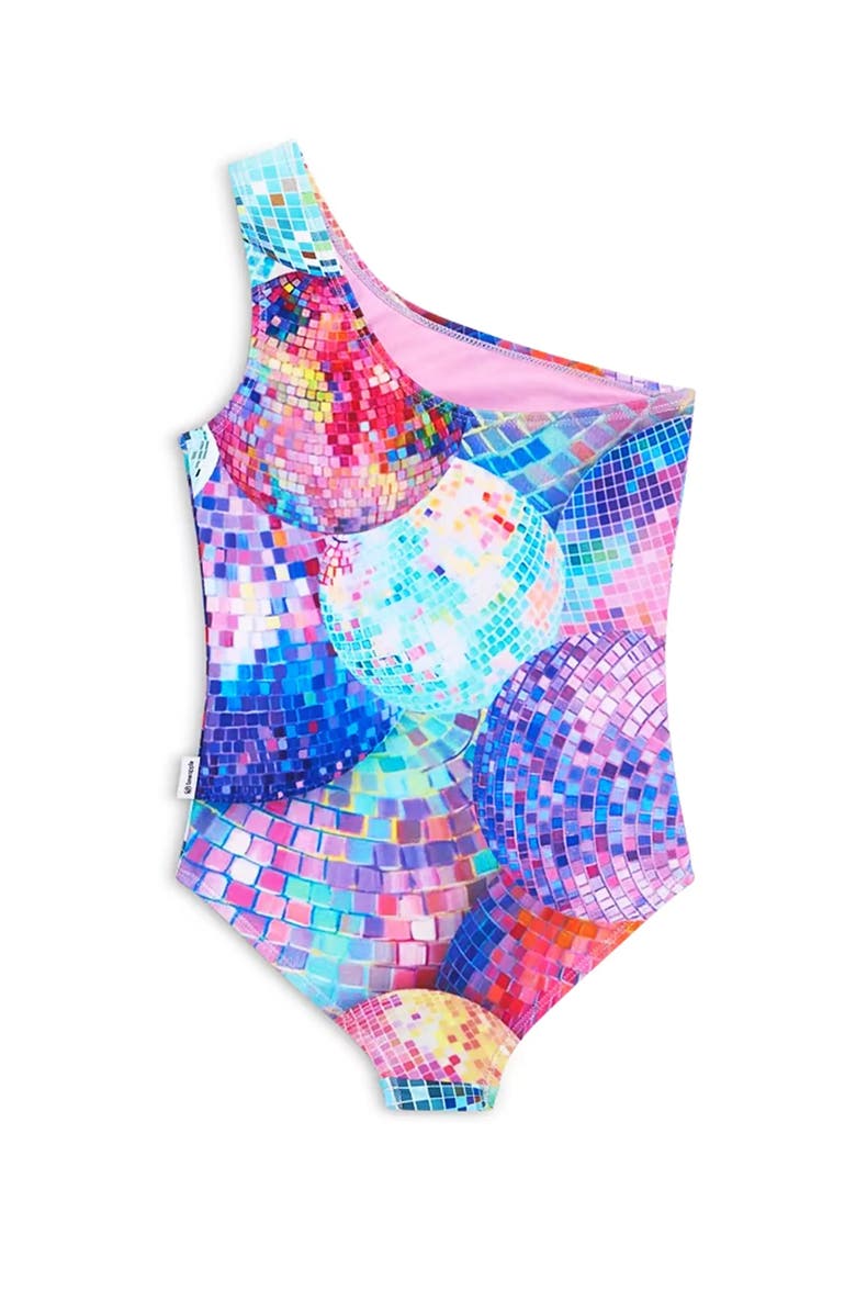 Limeapple Disco Printed One Piece Swimsuit, Alternate, color, Multicolor