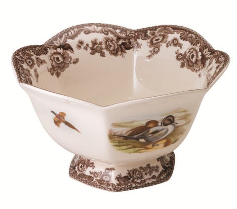 Woodland Hexagonal Footed Bowl 8.5"