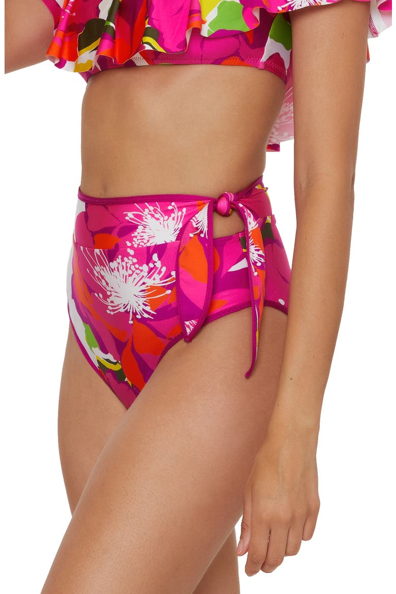 Bloom High Waist Bikini Bottoms, Alternate, color, PINK MULTI