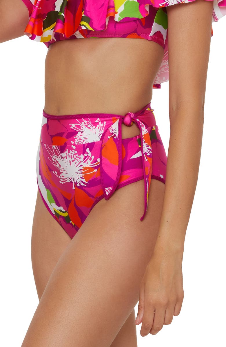 Trina Turk Bloom High Waist Bikini Bottoms, Alternate, color, Pink Multi