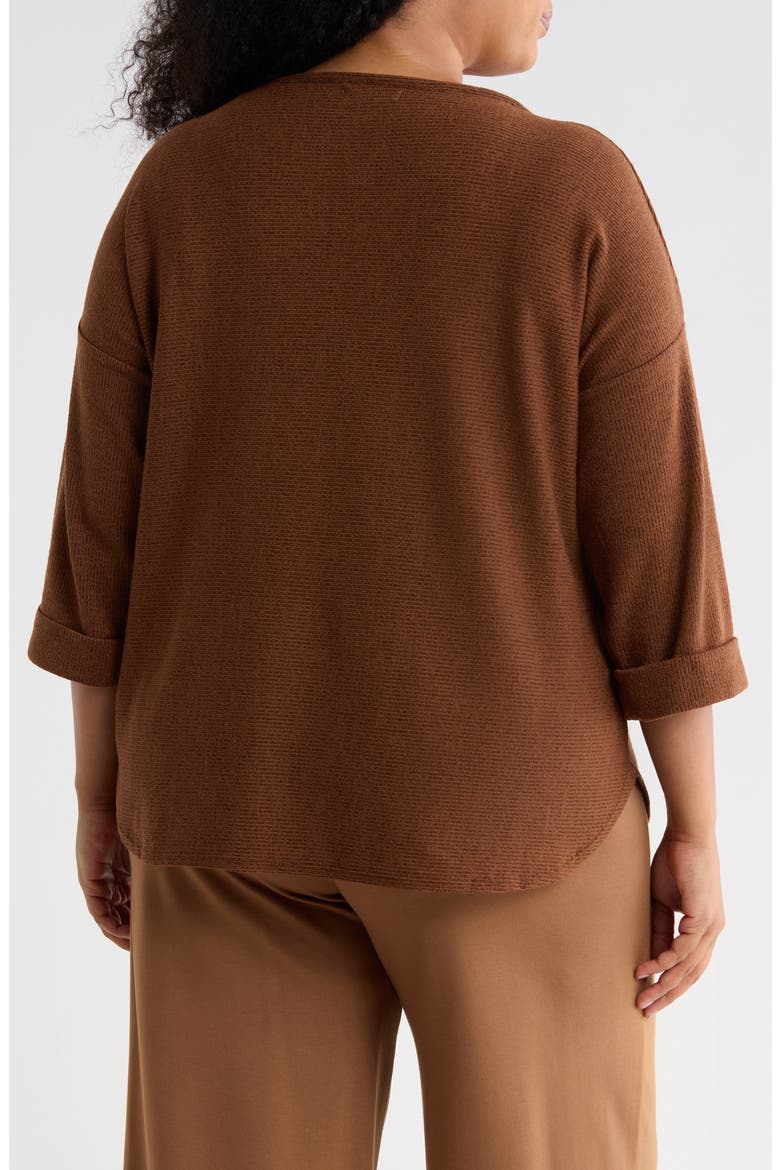 Three-Quarter Sleeve Rib Top, Alternate, color, SADDLE