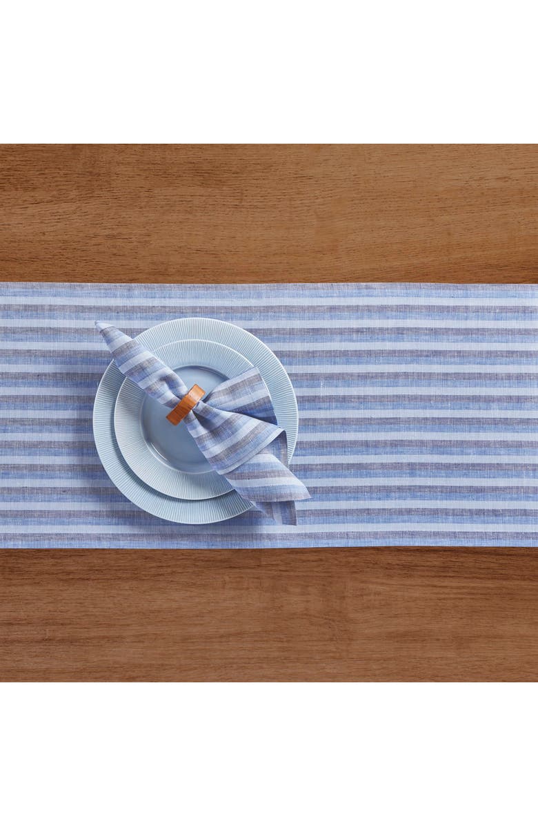 Solino Home Linen Table Runner - Bistro, Alternate, color, Blue