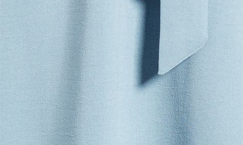 Connected Apparel Long Sleeve Faux Wrap Midi Dress In Blue