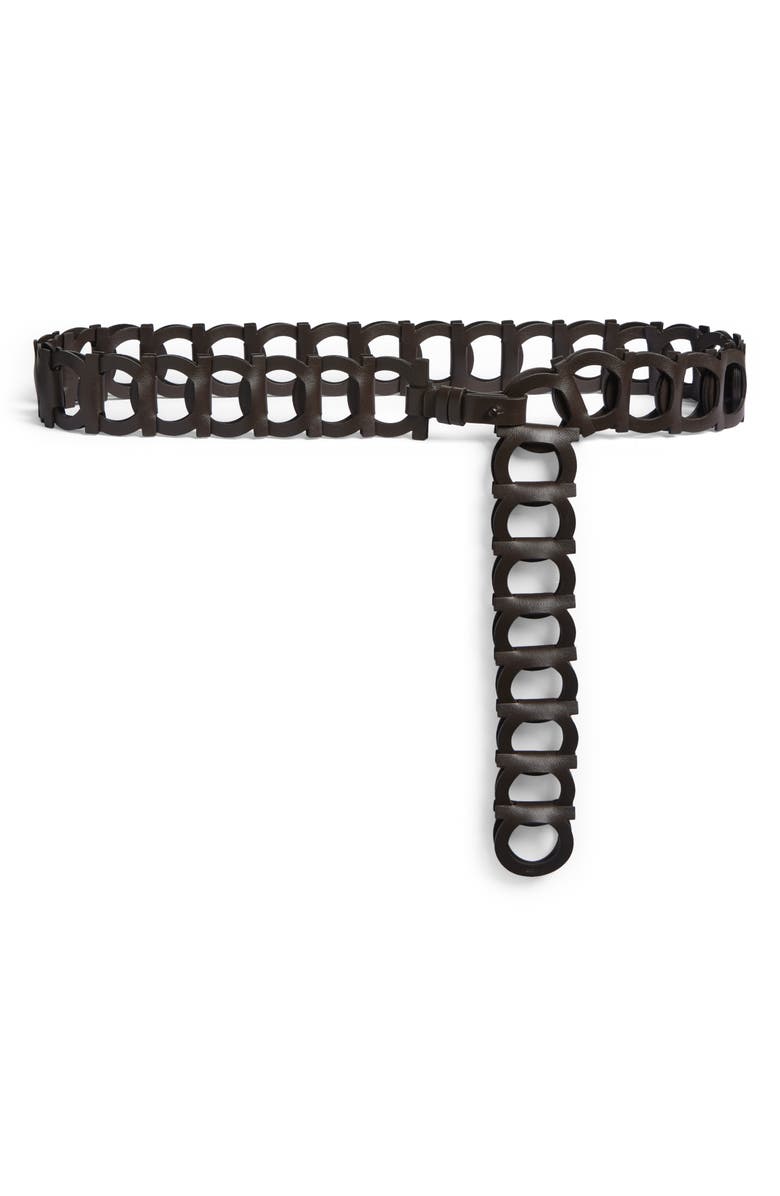 FERRAGAMO Gancini Link Leather Belt, Main, color, Testa Di Moro