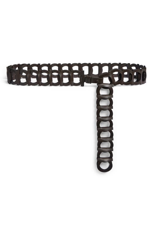 Ferragamo Gancini Link Leather Belt In Testa Di Moro