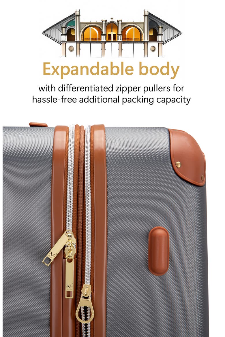 Vintage 3 Piece Expandable Spinner Luggage Set, Alternate, color, Gray