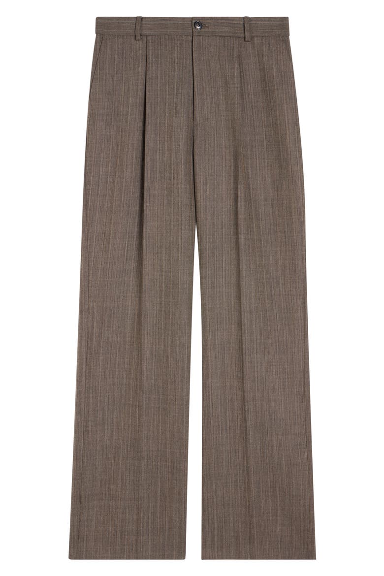 Penrud Pleated Herringbone Wool Pants, Alternate, color, CEMENT