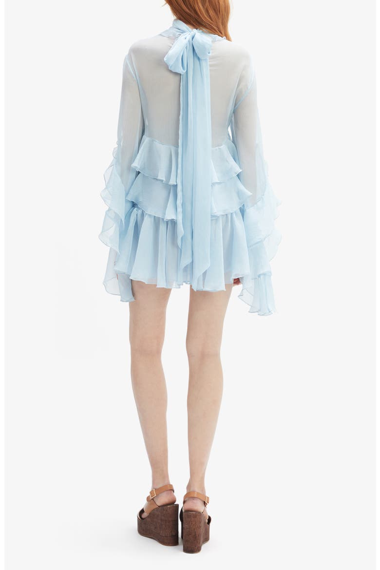 Anyssa Ruffle Cutout Long Sleeve Minidress, Alternate, color, SOFT BLUE
