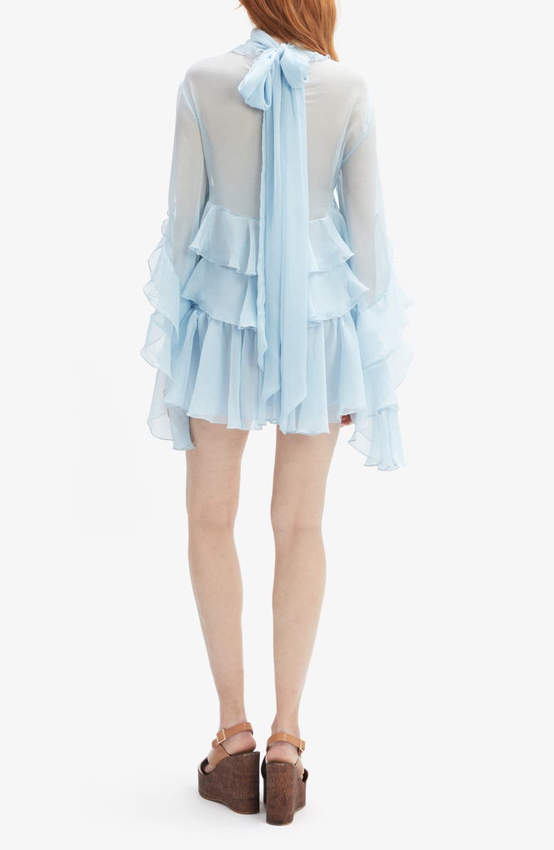 Bardot Anyssa Ruffle Cutout Long Sleeve Minidress, Alternate, color, Soft Blue