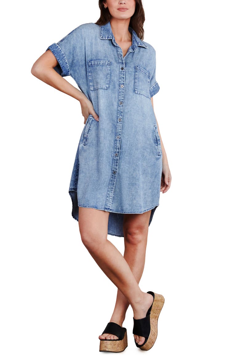 Clean Denim Shirtdress, Alternate, color, FADED BLUE DENIM
