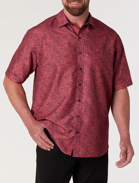 Big & Tall Microfiber Abstract Floral Sport Shirt