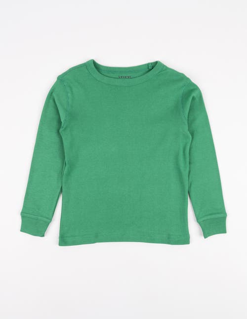 Leveret Kids Long Sleeve T-shirt, 100% Cotton, Solid Colors In Green
