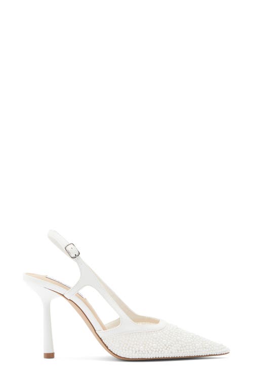 Steve Madden Scotlynn Faux Pearl Pointed Toe Pump In White