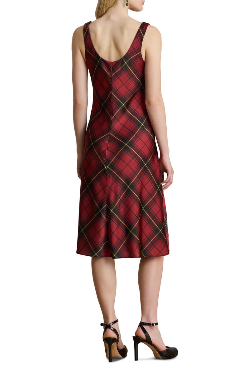 Lauren Ralph Lauren Plaid Satin Sleeveless Cocktail Dress, Alternate, color, Black/ Red
