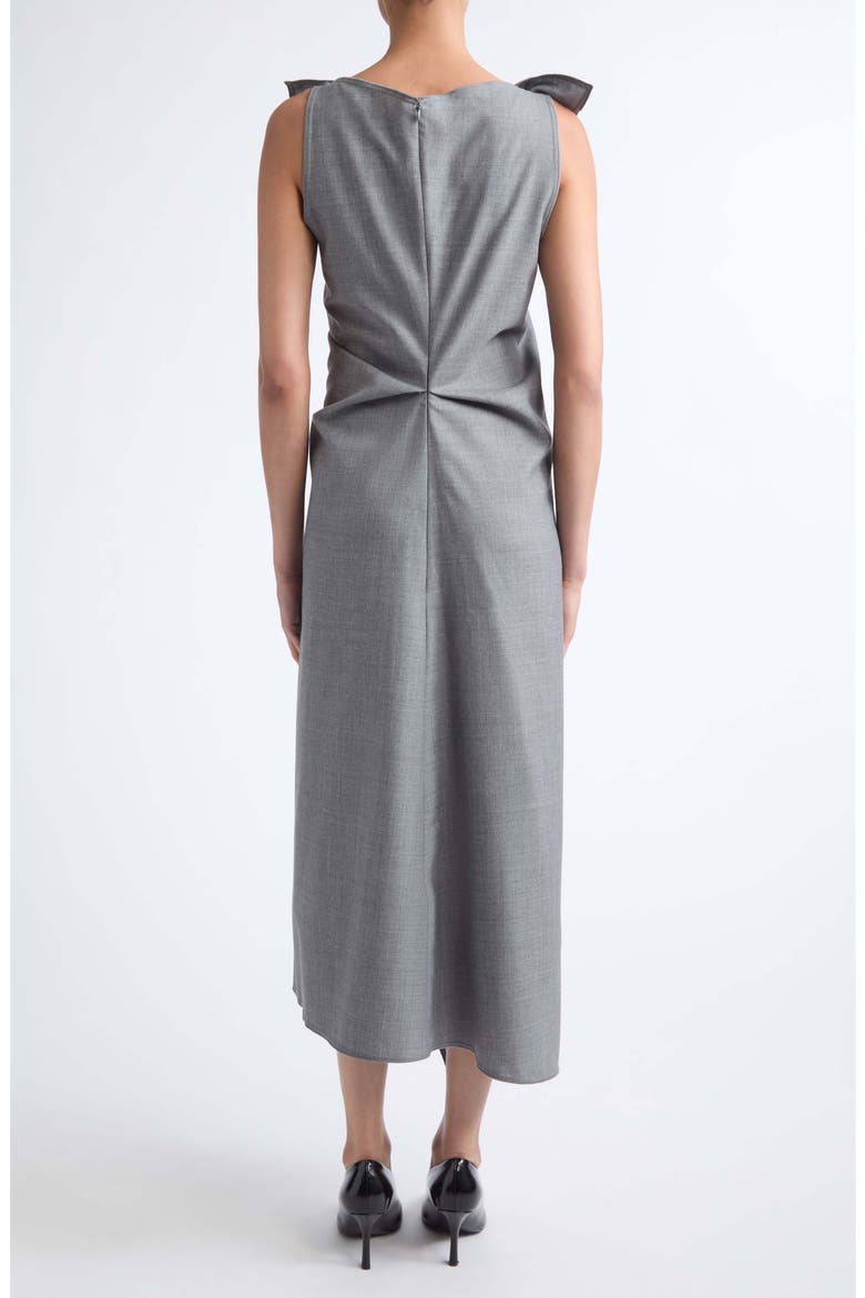 Draped Tailored Virgin Wool Midi Dress, Alternate, color, LIGHT GREY MELANGE