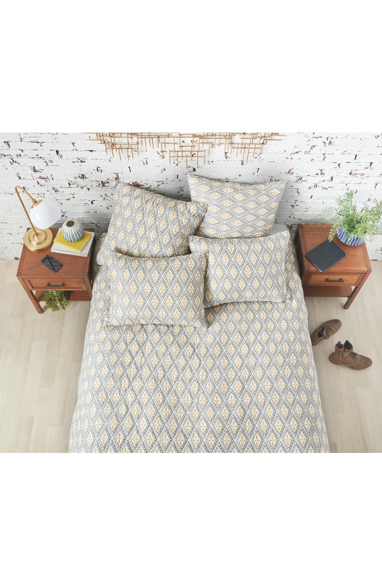 carol & frank 26" x 26" Liam Ochre Cotton Euro Pillow Sham, Alternate, color, Grey