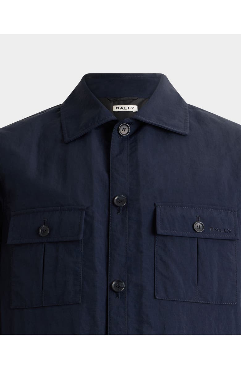 Bally Overshirt in Nylon, Alternate, color, Blue