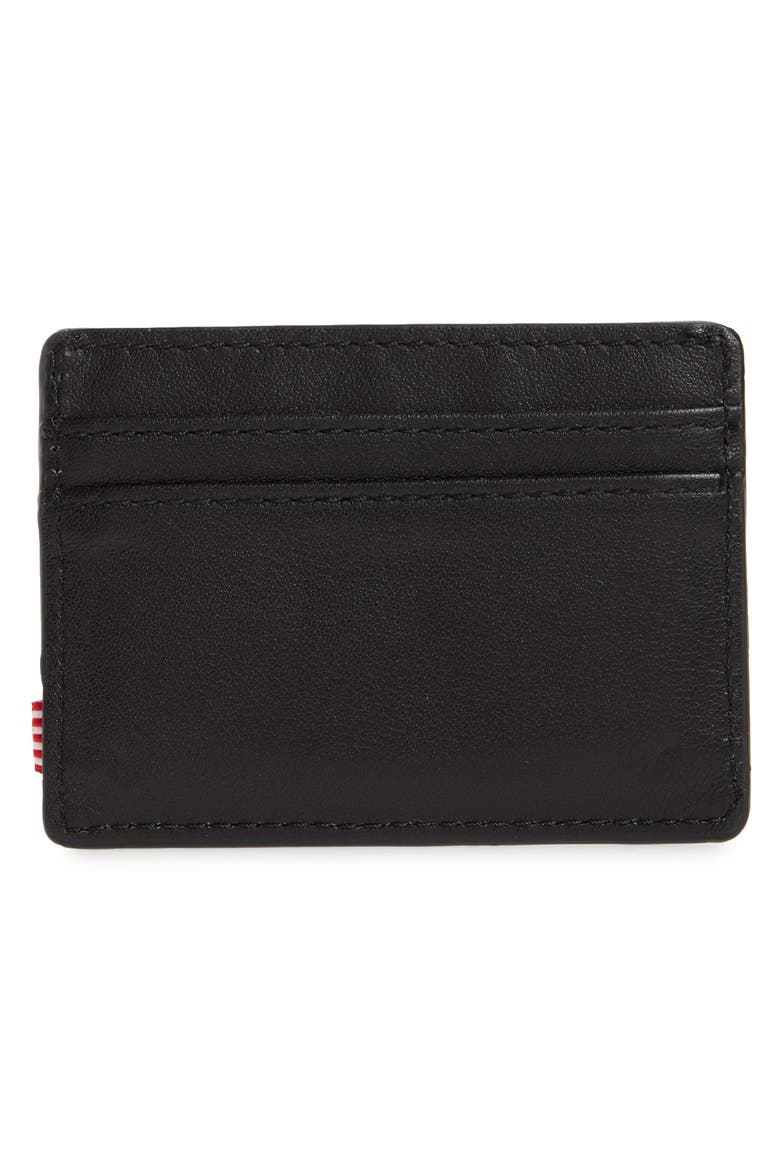 Herschel Supply Co Charlie RFID Leather Card Case, Alternate, color, BLACK