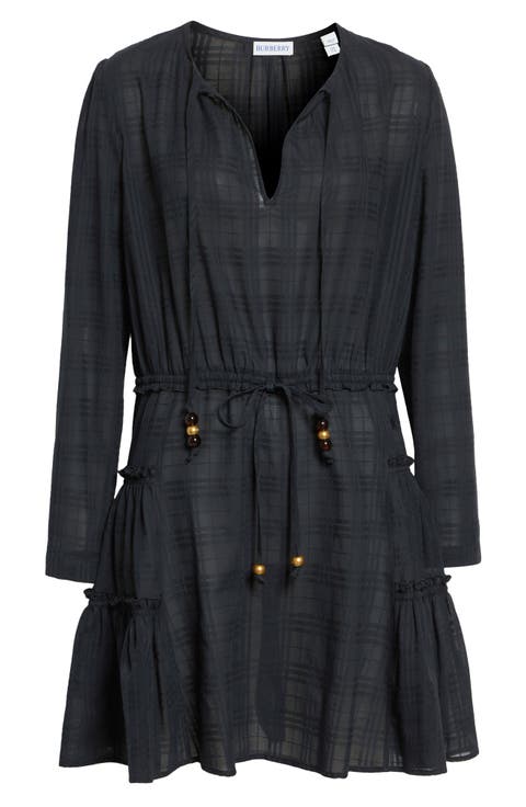 Lauren Check Long Sleeve Cotton Voile Dress