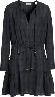 Burberry Lauren Check Long Sleeve Cotton Voile Dress
