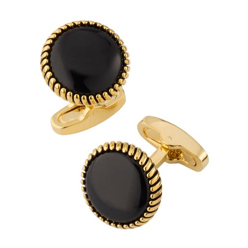 Link Up Round Cufflinks With Texture Border In Multi