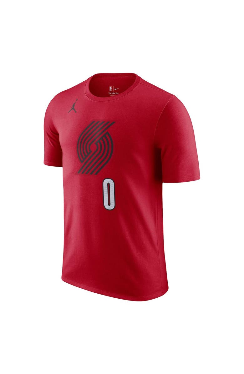 Jordan Brand Men's Jordan Brand Damian Lillard Red Portland Trail Blazers 2022/23 Statement Edition Name & Number T-Shirt, Alternate, color, 