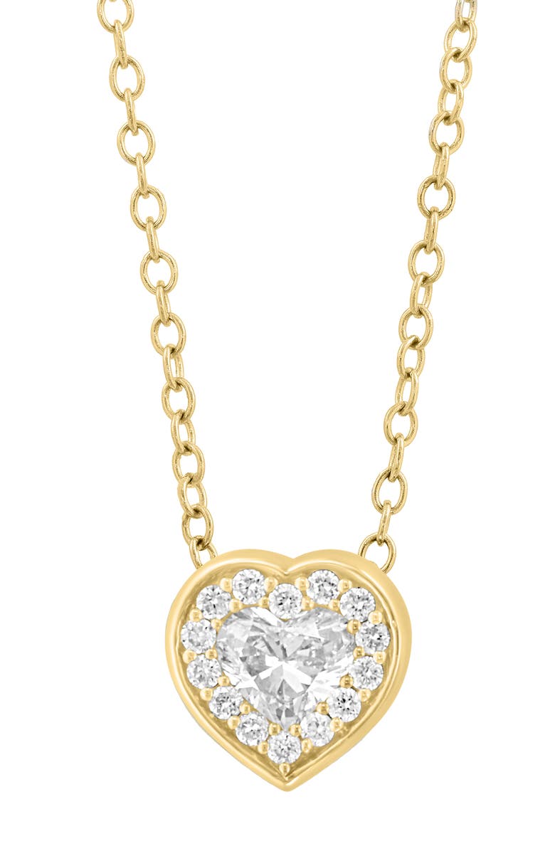 EFFY Lab-Grown Diamond Heart Pendant Necklace, Alternate, color, Gold