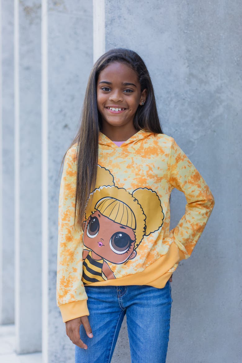 Queen Bee Tie-Dye Hooded Sweatshirt, Alternate, color, Queen Bee Orange