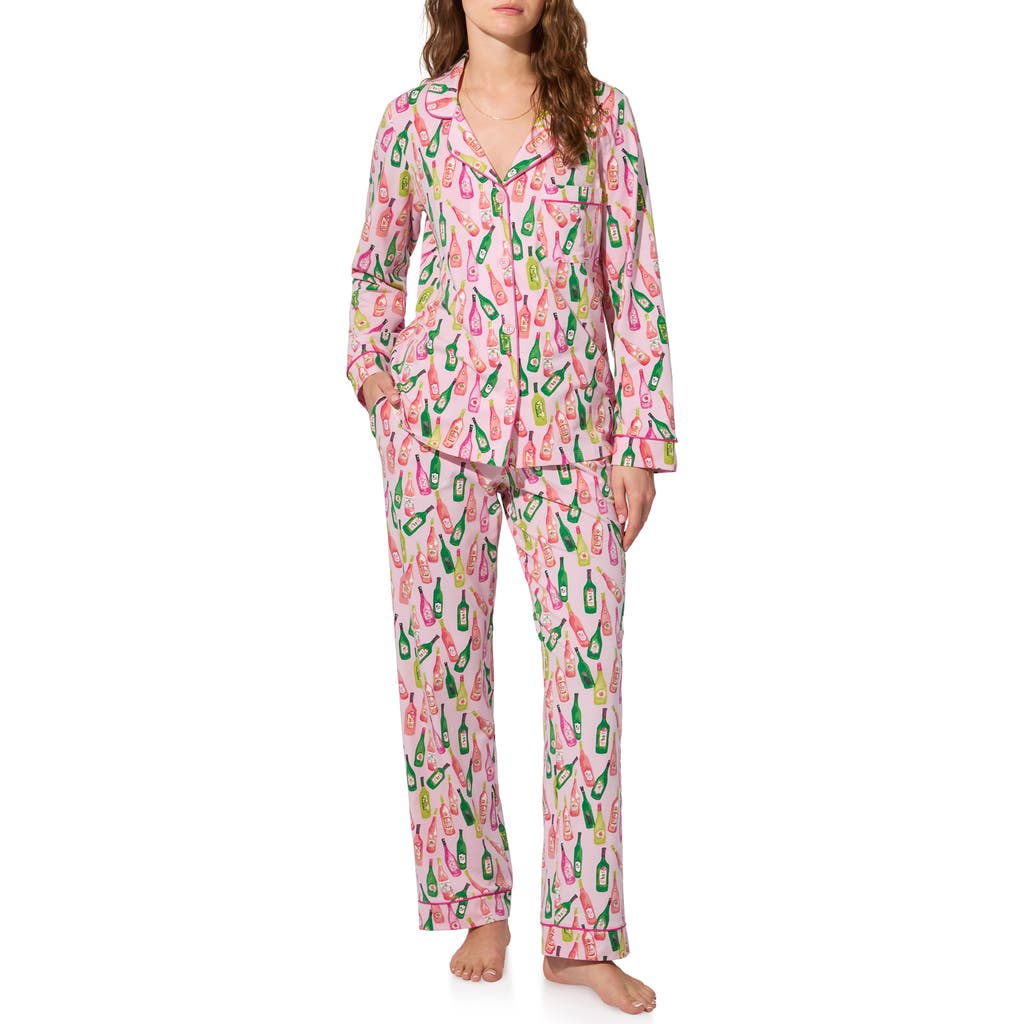 Bedhead Pajamas Print Stretch Organic Cotton Jersey Long Pajamas In Pink