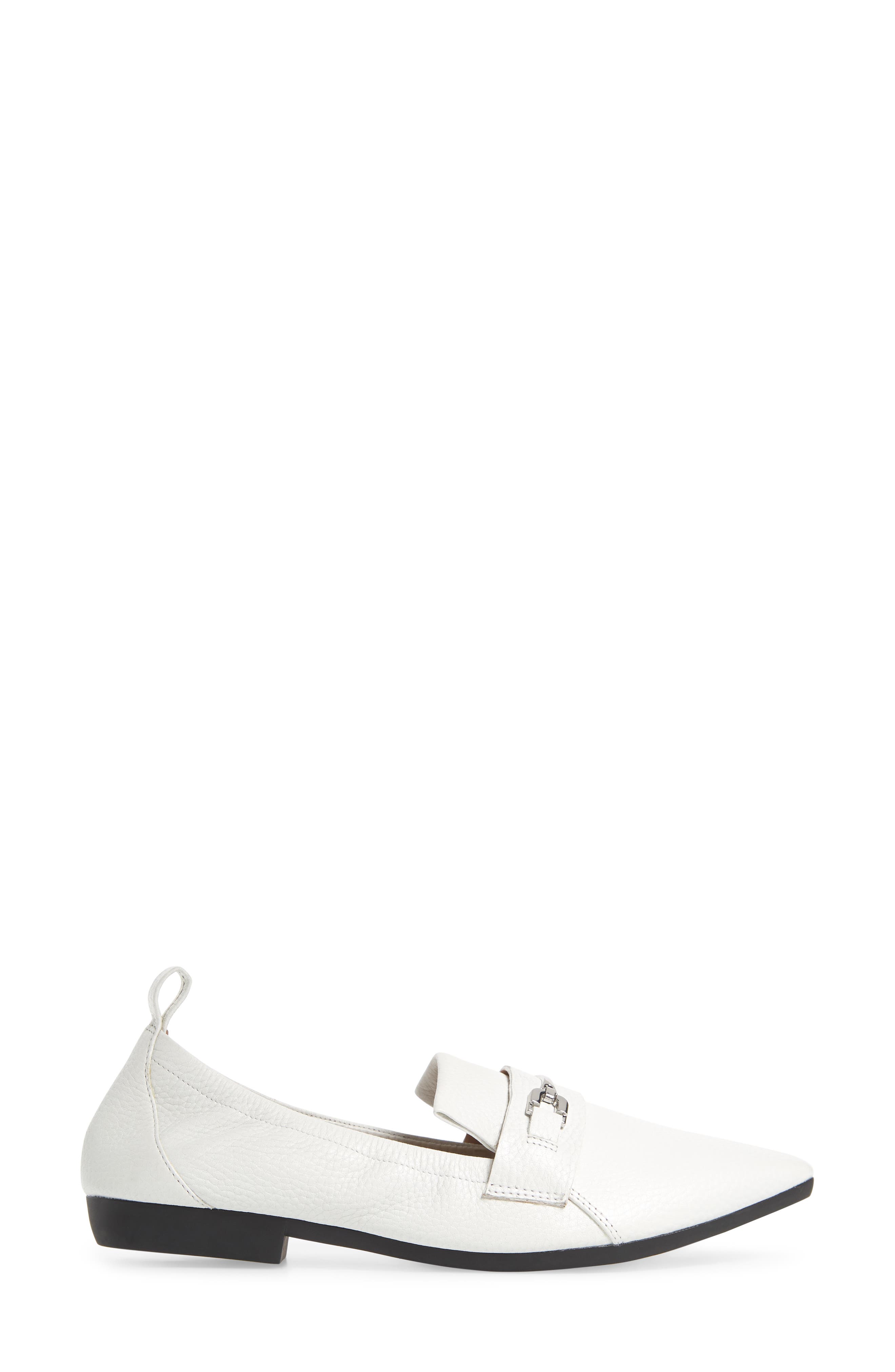 Linea Paolo Domino Skimmer Flat, Alternate, color, White Leather