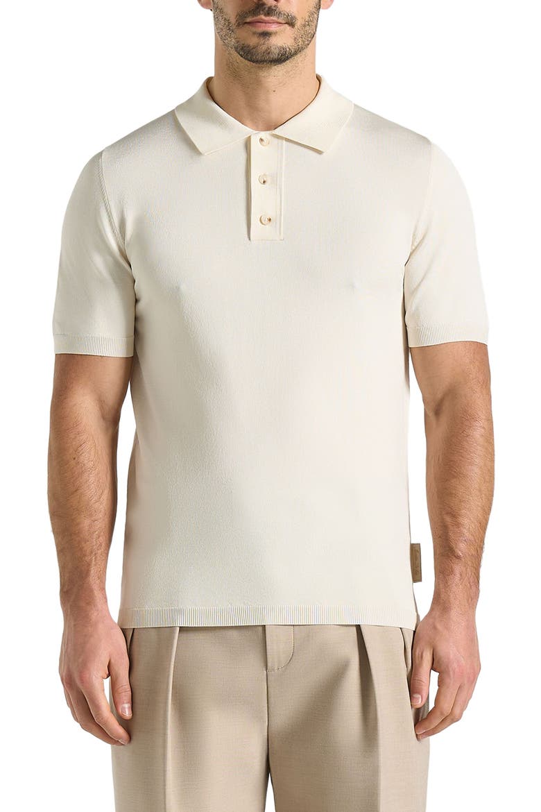 Bryn Luxe Knitted Polo Top, Alternate, color, Cream