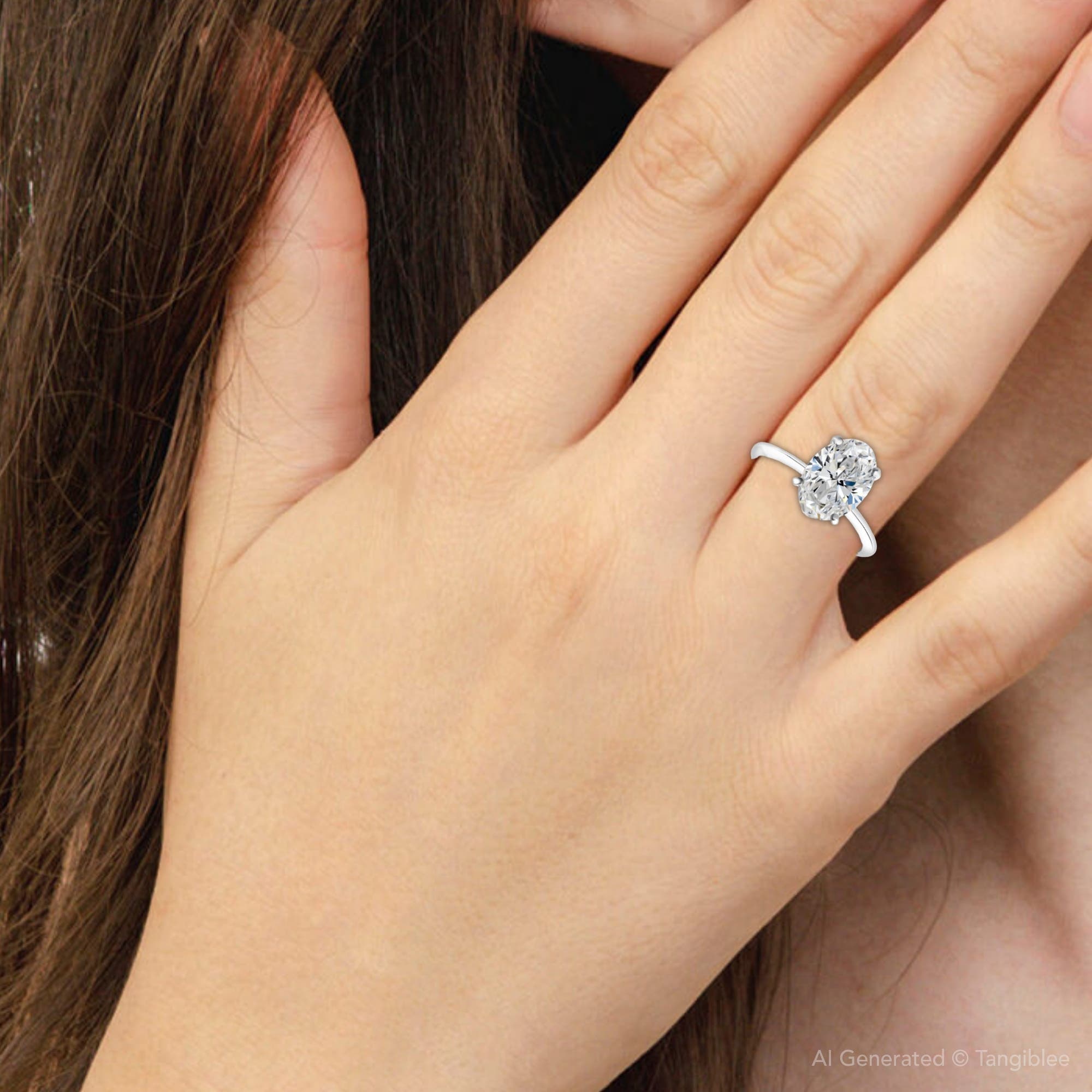 Женские аксессуары Bliss Diamond Certified 2Ct Oval Diamond Solitaire Thin Engagement Ring Gold Lab Grown — фото 6
