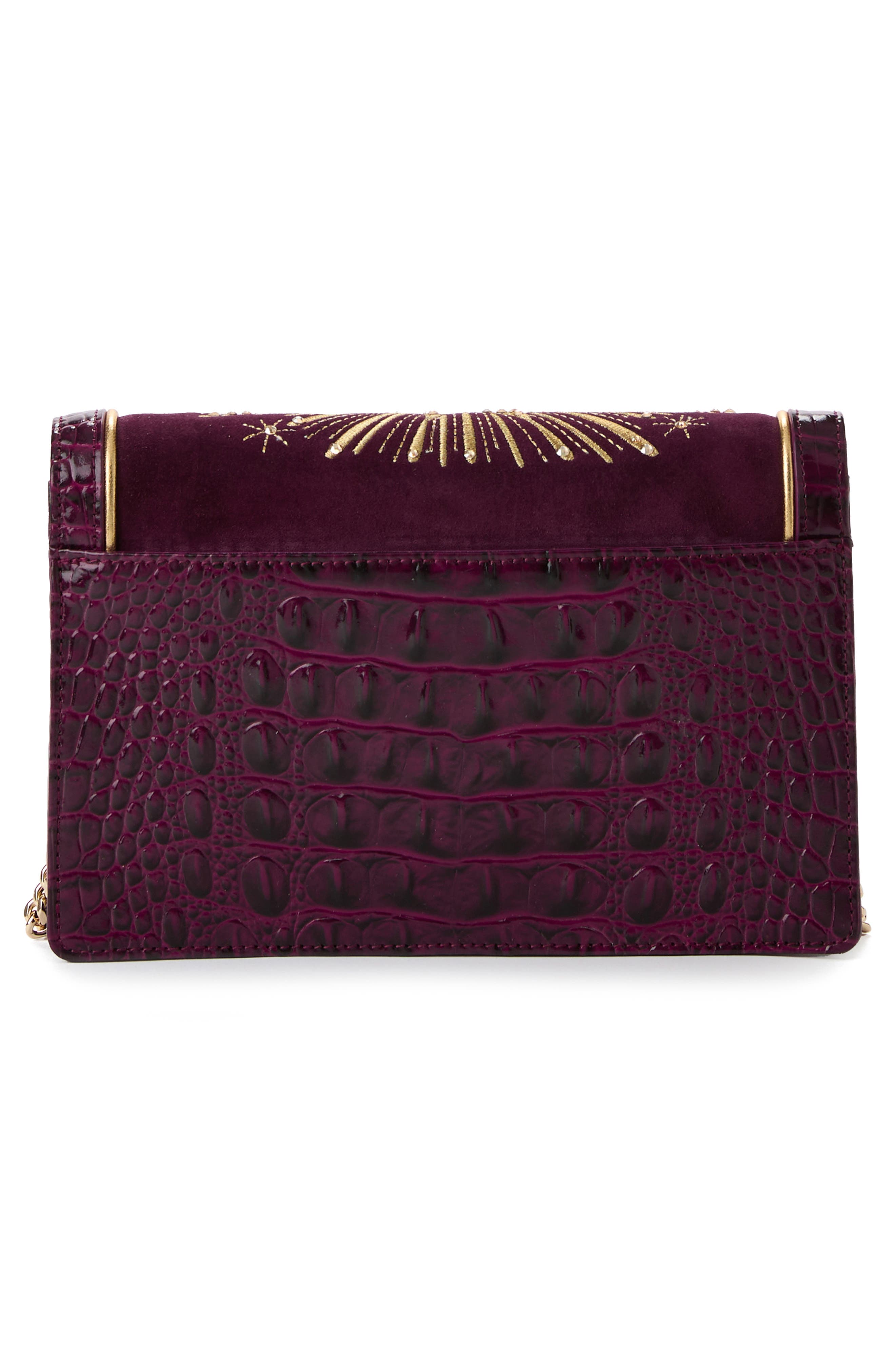 Wendy Croc Embossed Leather Crossbody Bag, Alternate, color, SUGAR PLUM