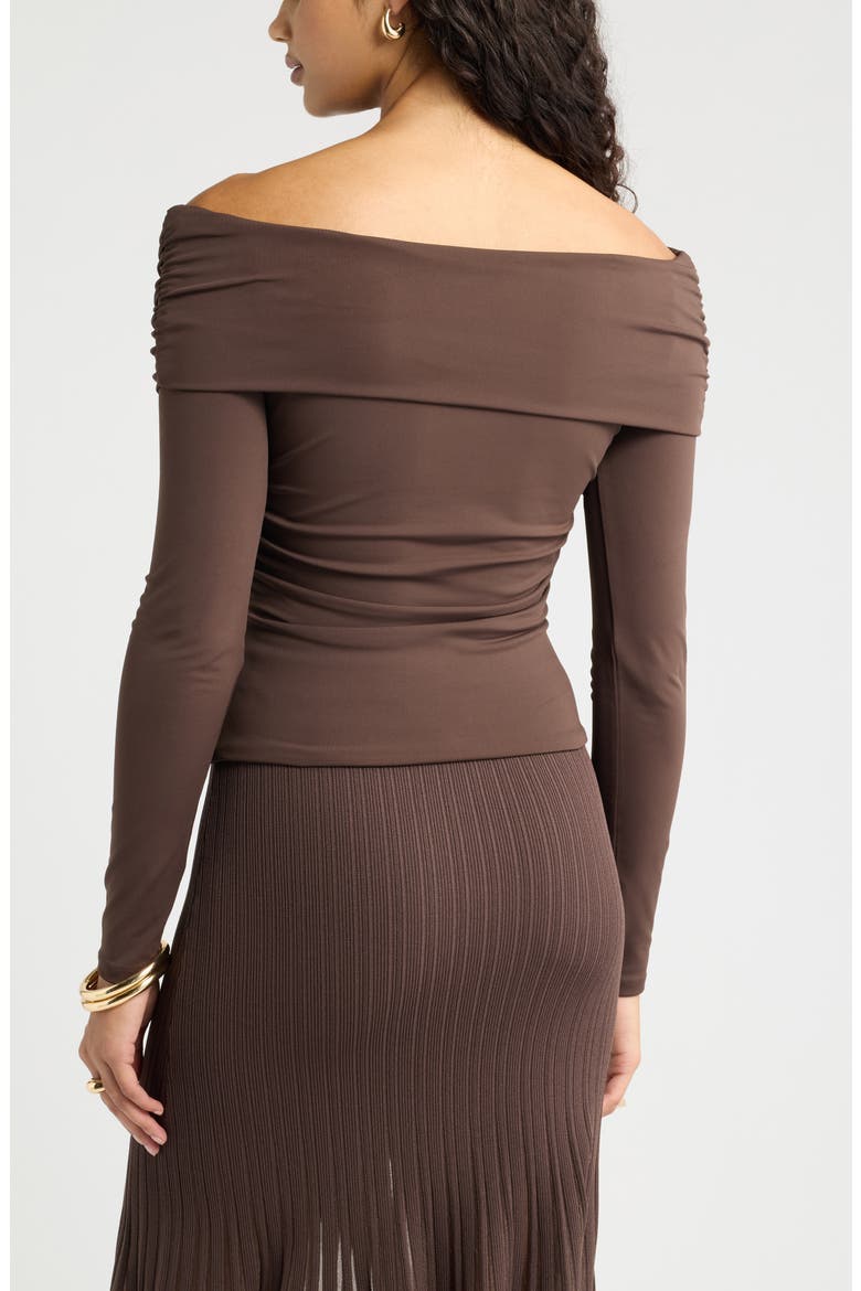 Long Sleeve Cross Front Top, Alternate, color, BROWN SEAL