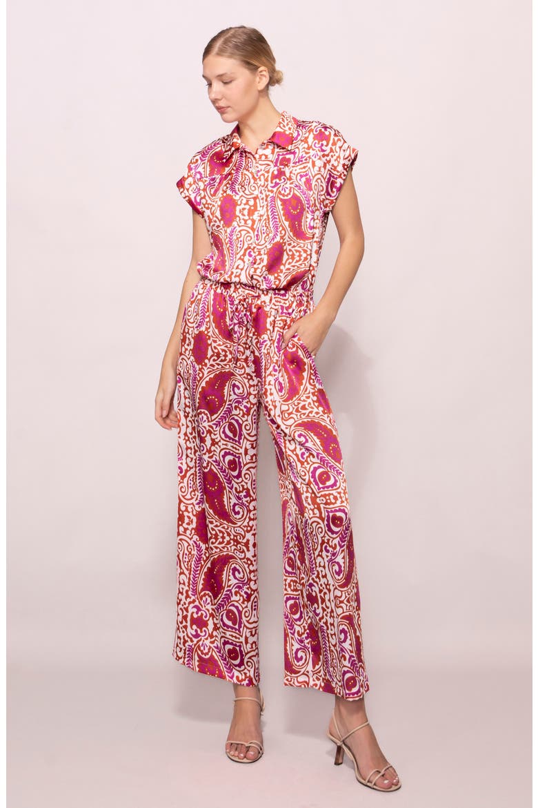 Satin Wide Leg Pants, Alternate, color, IVORY RED PAISLEY