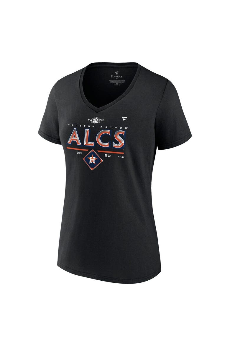 Women's Fanatics Branded Black Houston Astros 2022 Division Series Winner Locker Room V-Neck T-Shirt, Alternate, color, Black