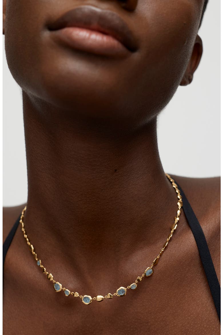 Odyssey Stone Pebble Necklace, Alternate, color, 18K GOLD VERMEIL / AQUAMARINE