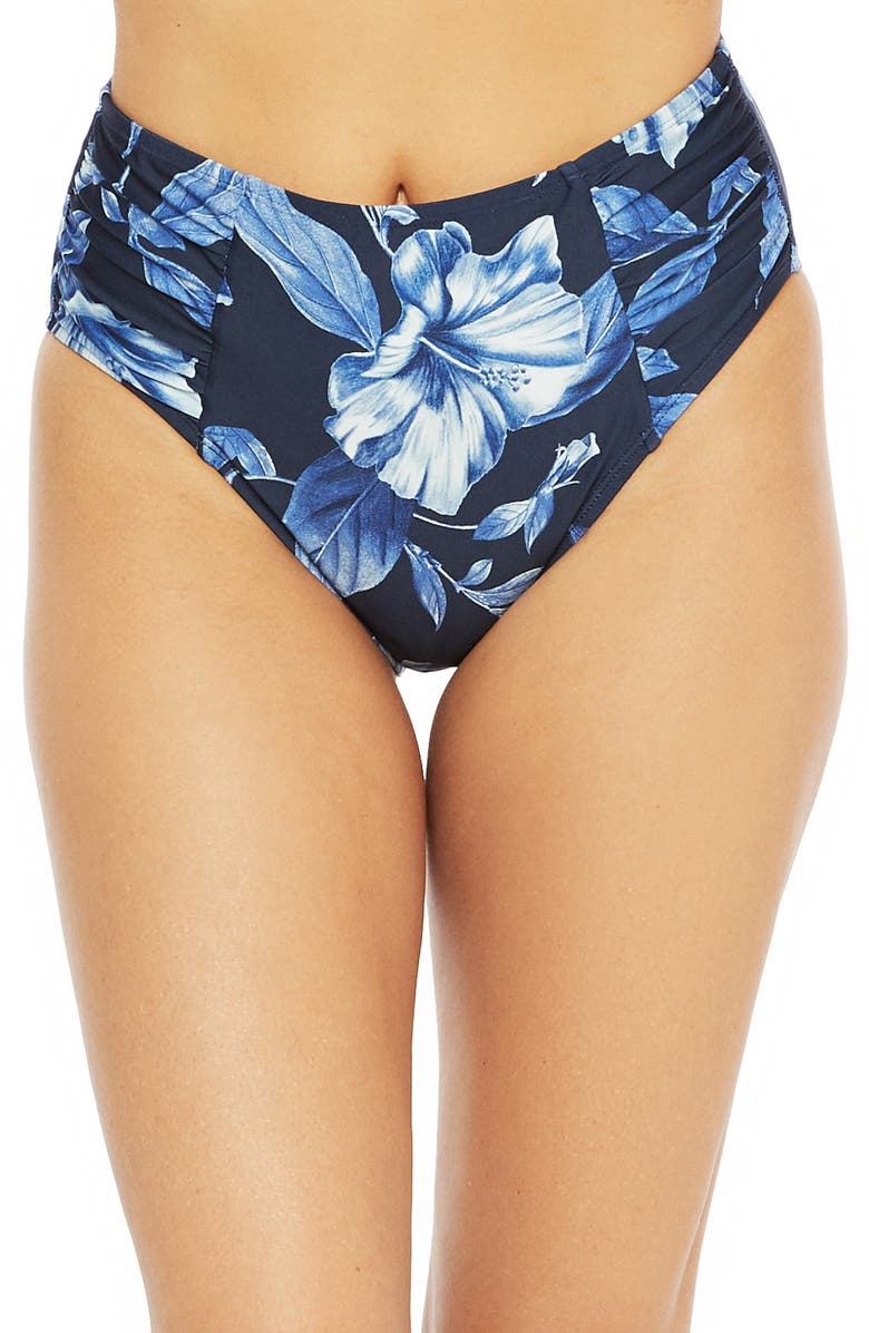 La Blanca High Waist Shirred Bikini Bottoms, Main, color, 
