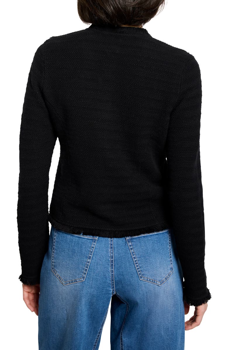 NIC+ZOE Fringe Mix Knit Jacket, Alternate, color, Black Onyx