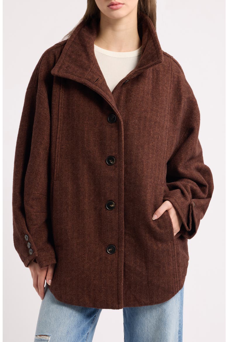 Beau Cocoon Coat, Alternate, color, BROWN COMBO