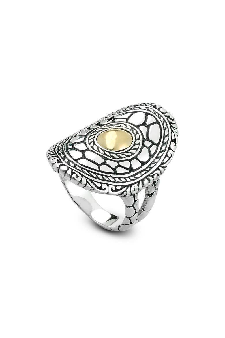 Pebbled Design Oval Ring, Main, color, SILVER AND GOLD