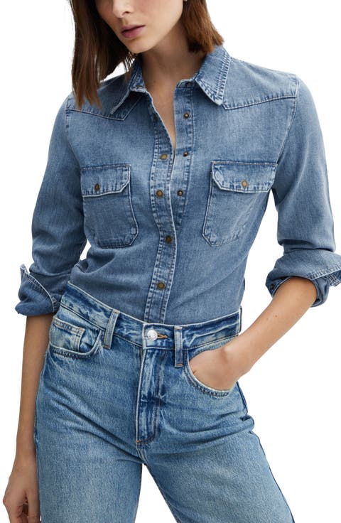 Western Denim Snap-Up Shirt