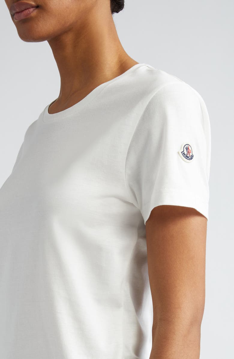 Moncler Logo Patch Cotton Jersey T-Shirt, Alternate, color, Natural