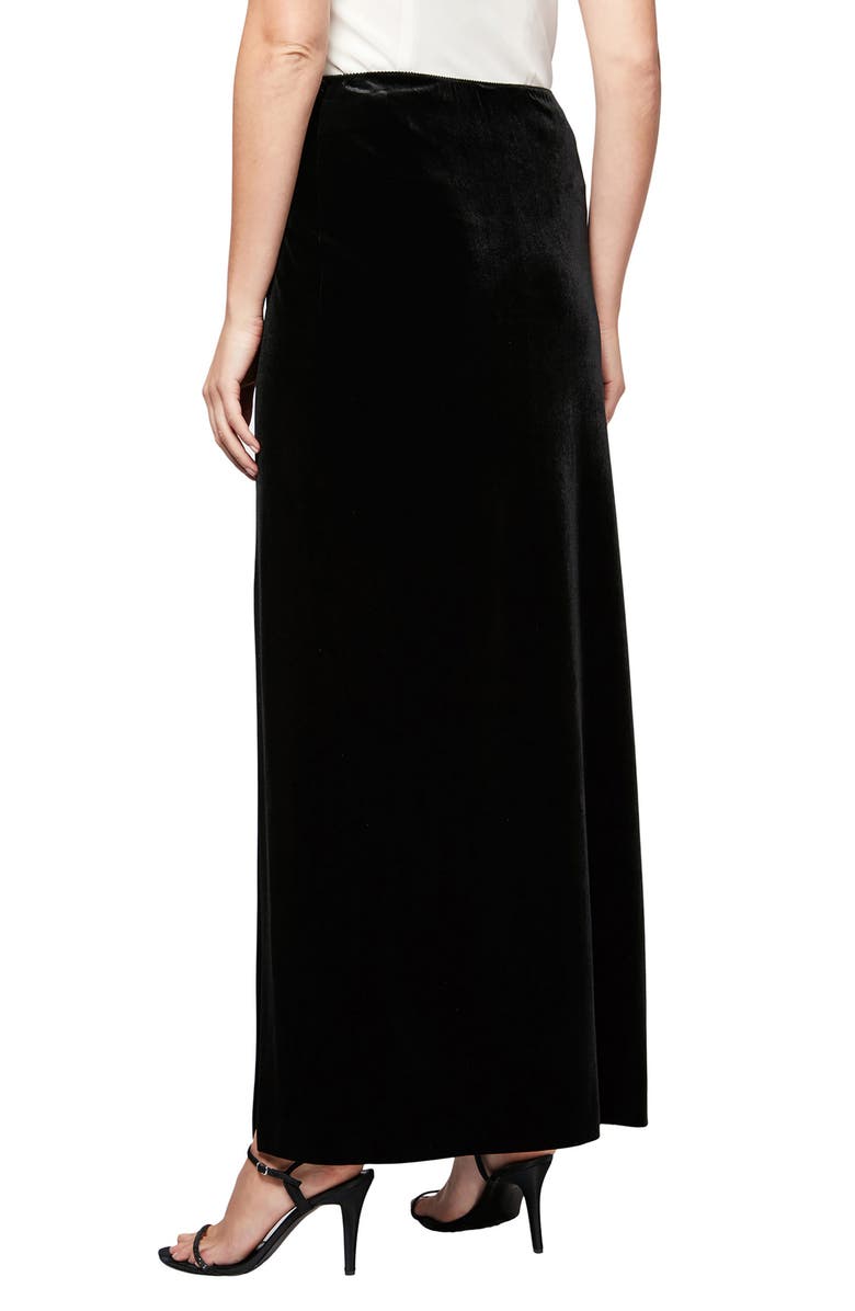 Alex Evenings Side Slit Velvet Skirt, Alternate, color, 