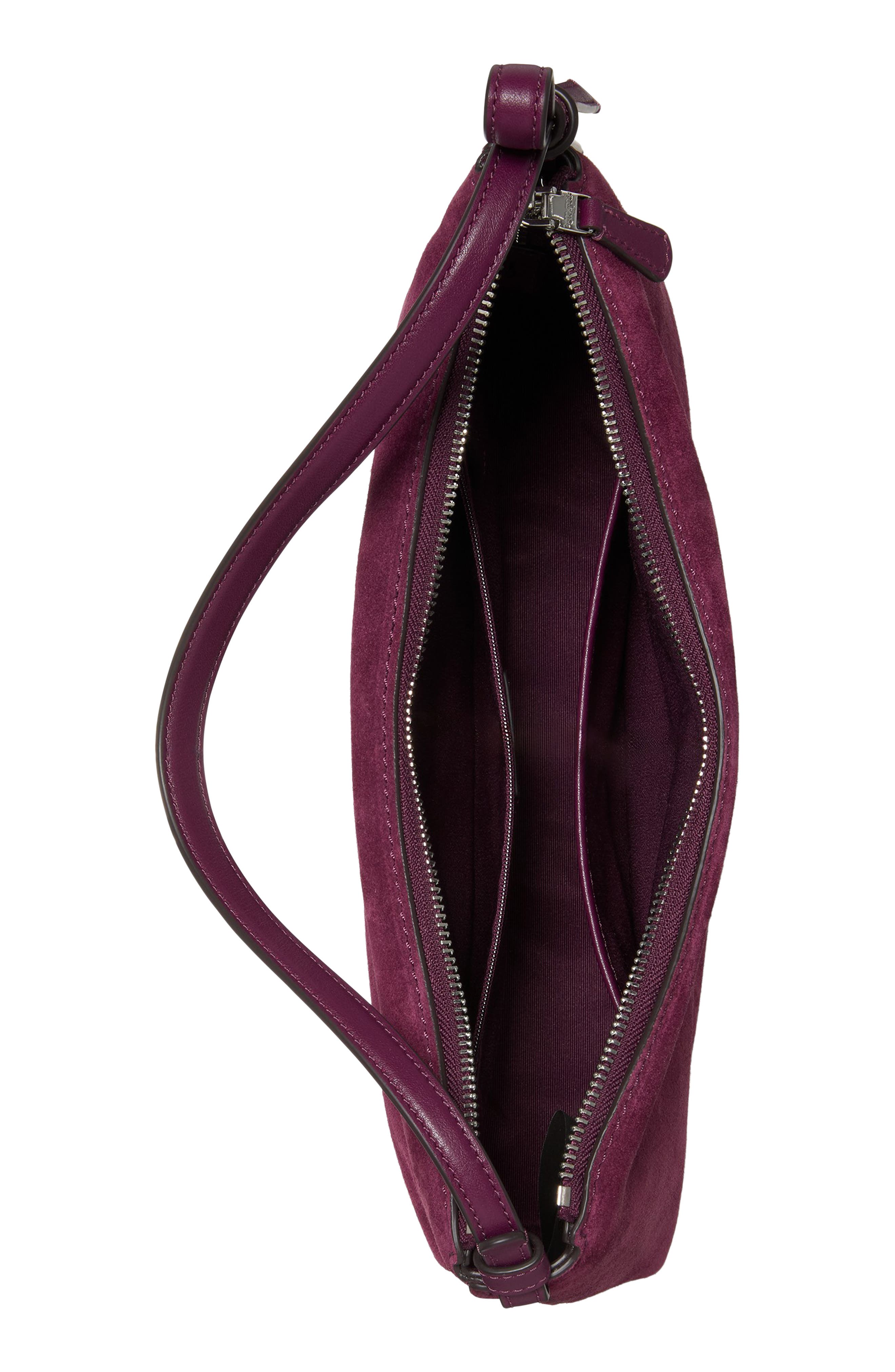 loop suede shoulder bag, Alternate, color, PURPLE AGATE